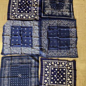 stack of 6 blue bandanas